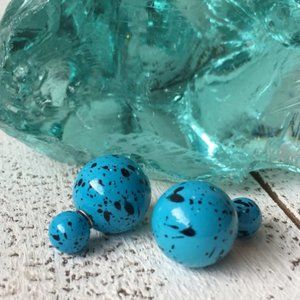 Blue and Black Double Stud Earrings